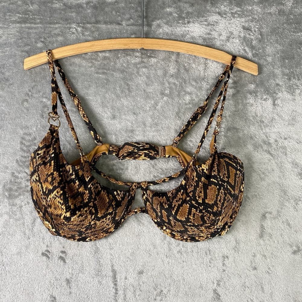 Honey Birdette Capri Bikini Top Womens Sz 34G Python Snake Swim Bra Sexy Push-Up